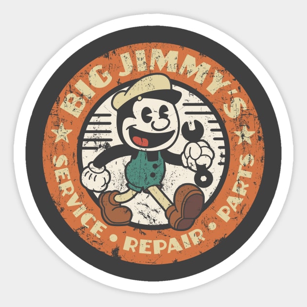 Big Jimmy's Service Repair & Parts Vintage Auto Shop Sticker by SilverfireDesign